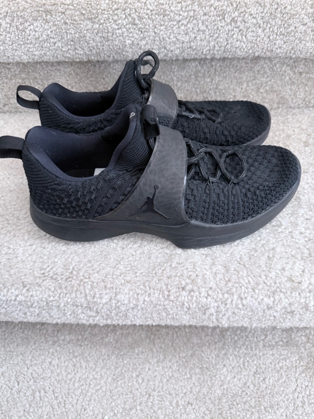 NWOT Nike Flyknit Jordan Trainers 2, Black Knit Slip-On Sneakers
